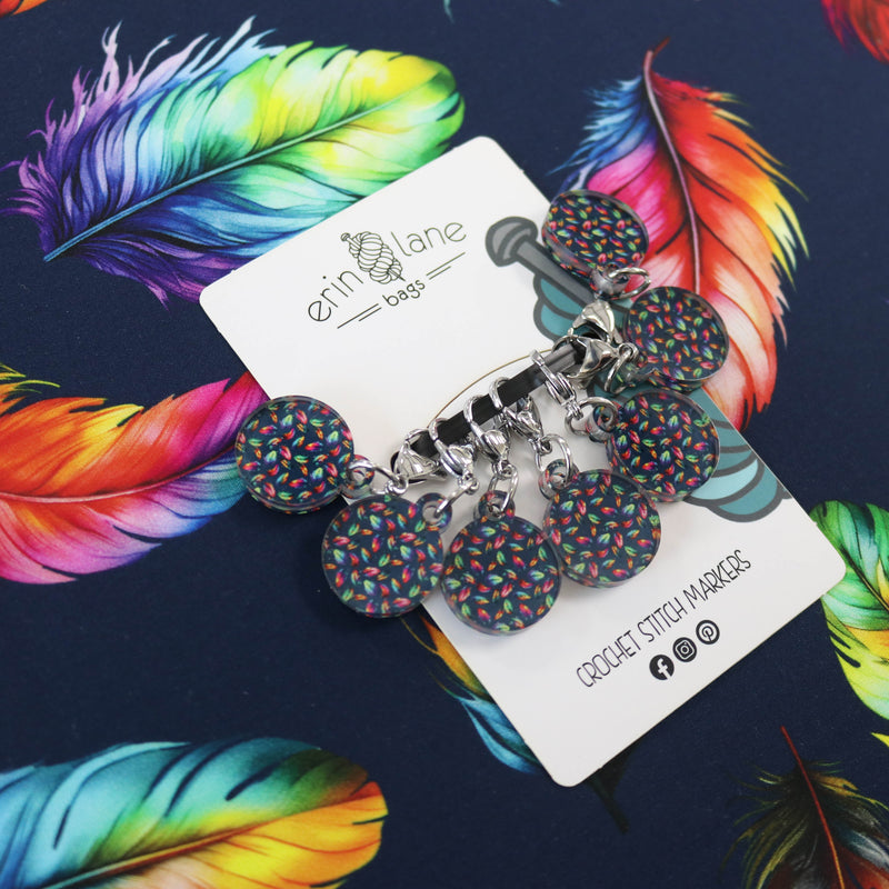 Crochet Stitch Marker Set in Pigmented Plumes