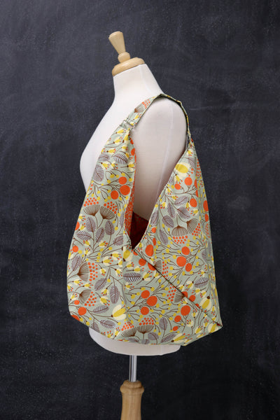 Market Tote Bag for Knitting and Crochet in Climbing Blossoms