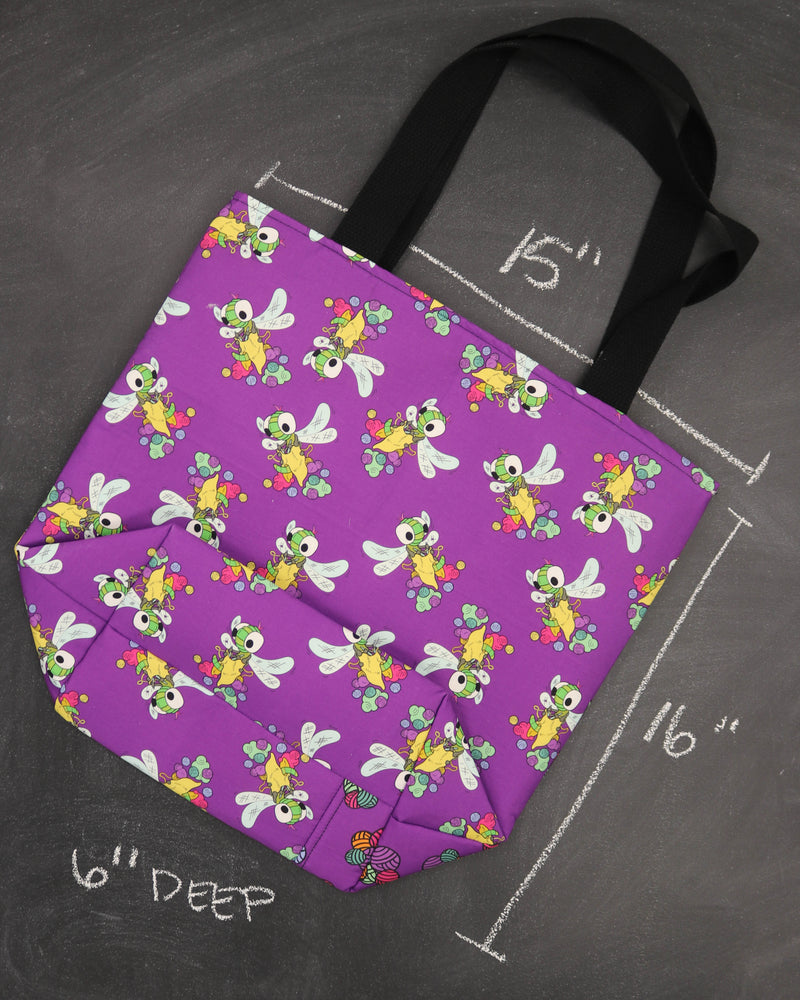 Worth Doing Library Style Tote Bag in Drew the Dragonfly