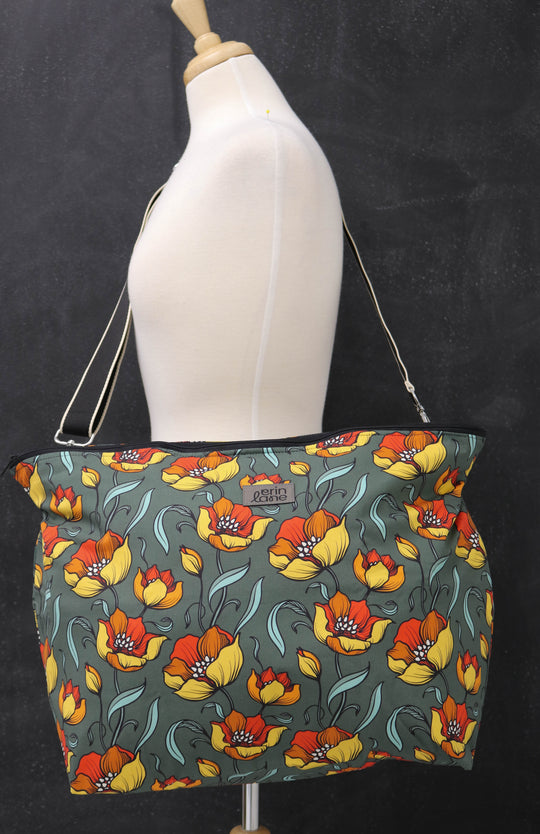 Out and About Crossbody Oversized Sling Bag in Fire Flowers