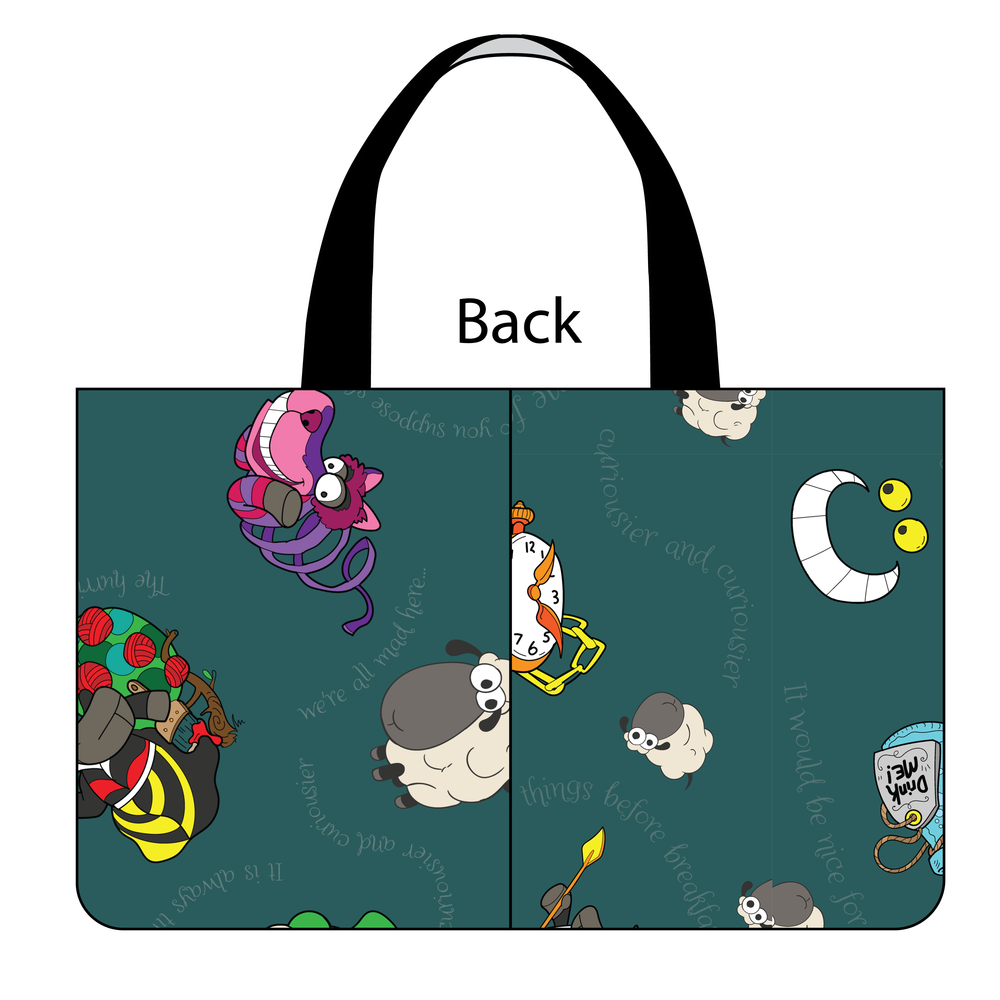 Side Kick Tote Bag in Alice in Wonderland Sheeple
