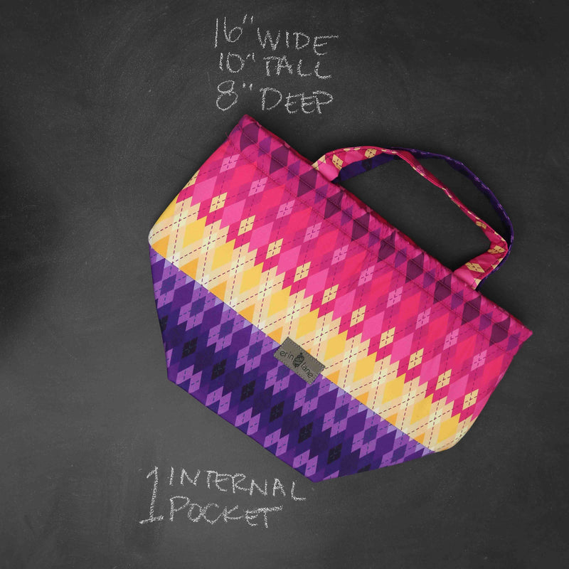 Bucket Tote Bag in Argyle Dawn