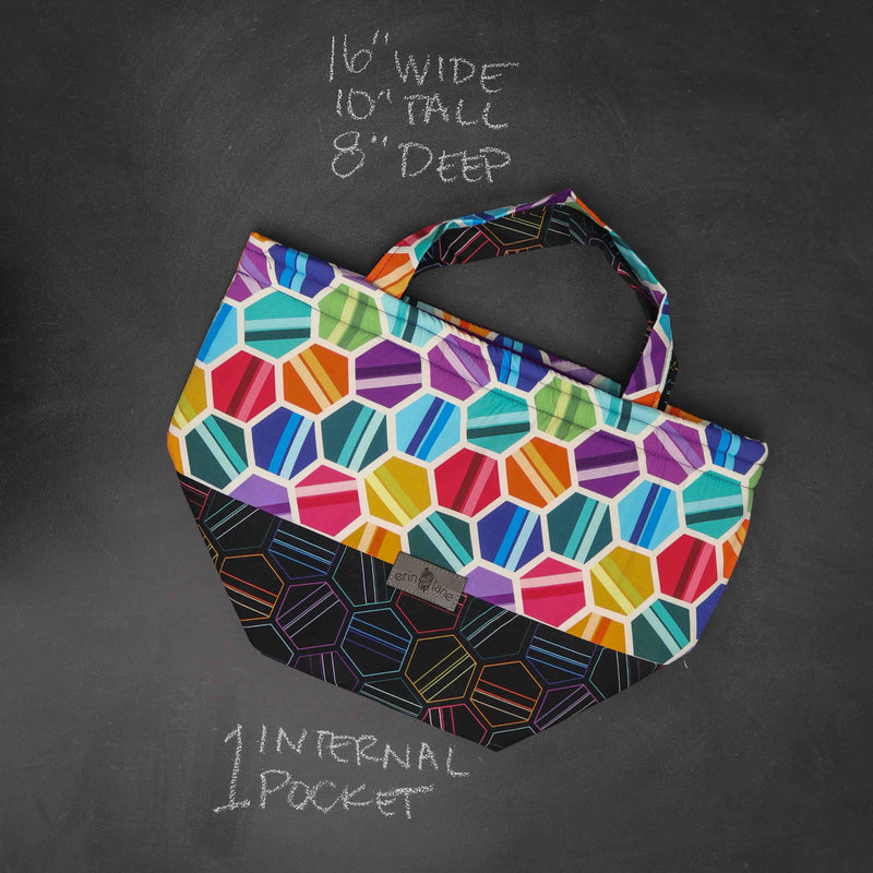 Bucket Tote Bag in Hexagonal Hues