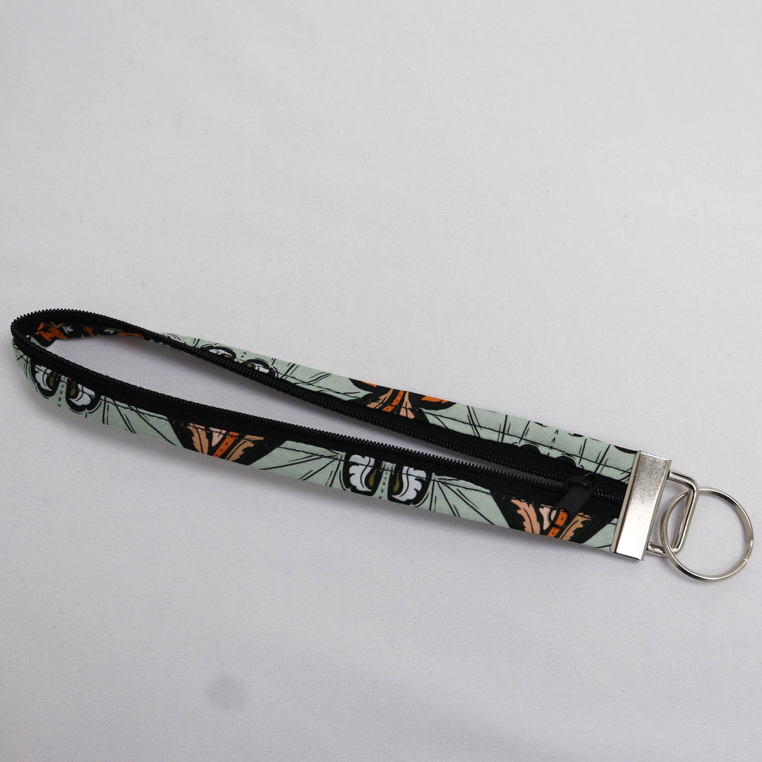 Clip and Carry Zippered Key Fob in Moss Fire Embers