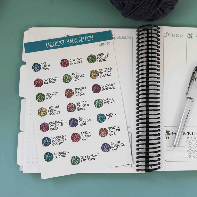 Functional Planner Stickers Yarn Checklist