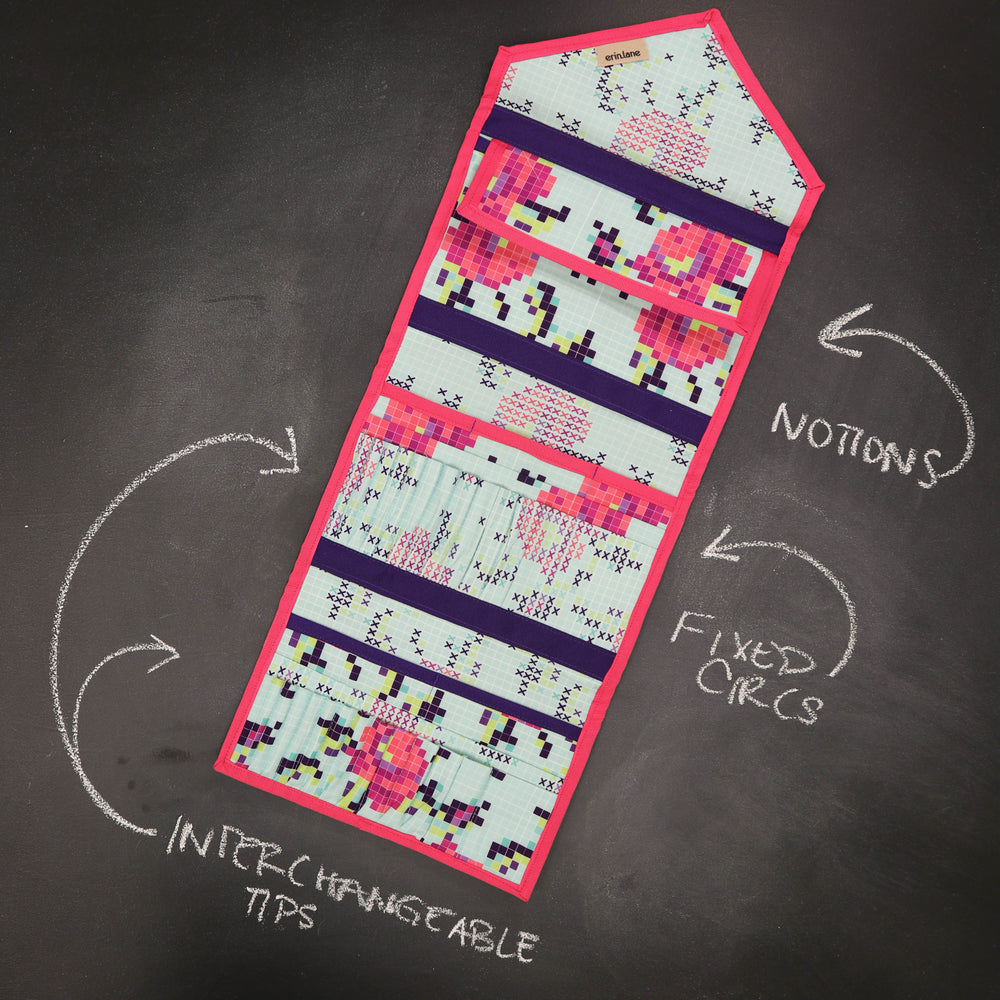 KnitPack Double Duty Interchangeable Knitting Needle Organizer in 8 BIt Bloom