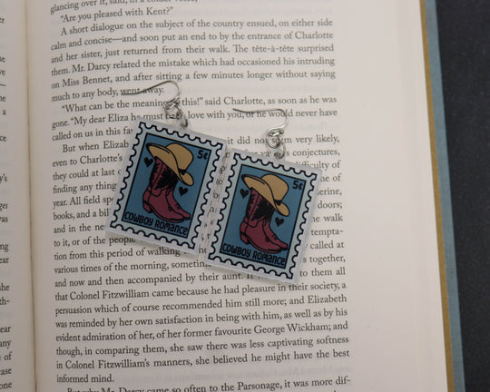 Acrylic Earrings in Cowboy Romance Stamp