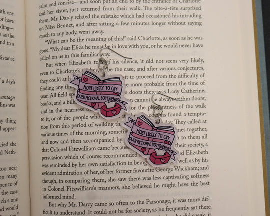 Acrylic Earrings in Most Likely to Cry Over Fictional Boyfriends