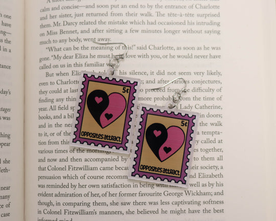 Acrylic Earrings in Opposites attract Stamp
