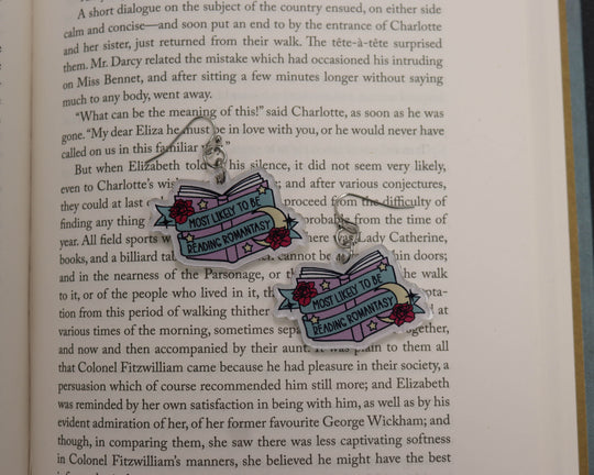 Acrylic Earrings in Most Likely to be Reading Romantasy