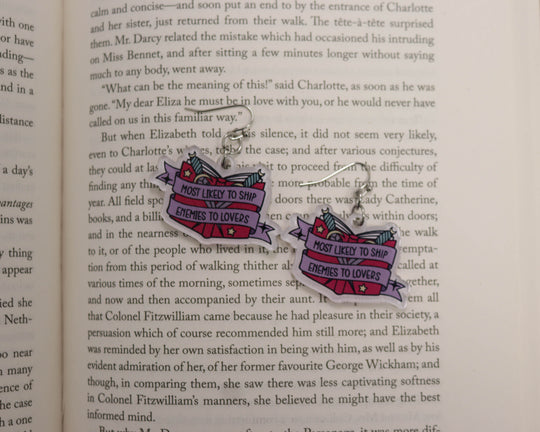 Acrylic Earrings in Most Likely to Ship Enemies to Lovers