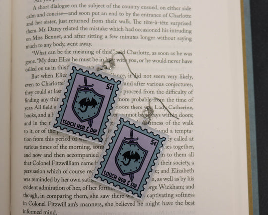 Acrylic Earrings in Touch Her and Die Stamp