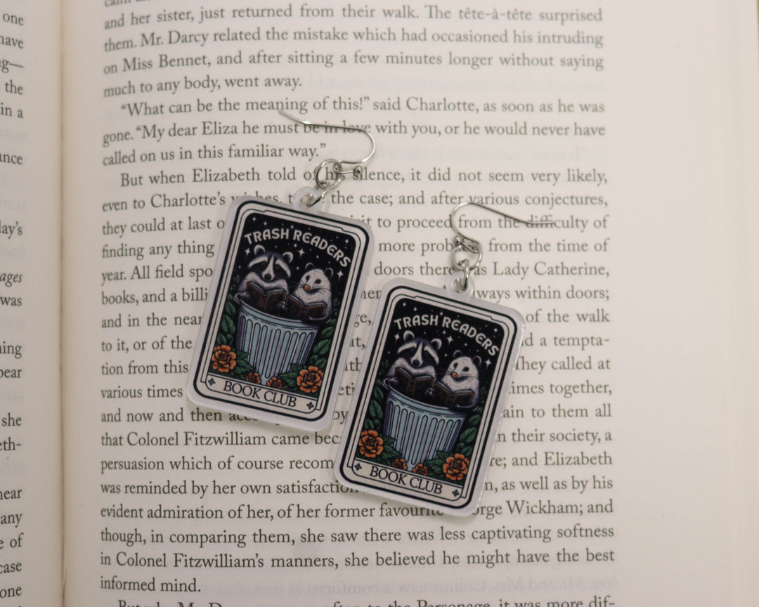 Acrylic Earrings in Trash Readers