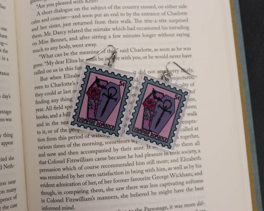 Acrylic Earrings in Vampire Romance Stamp