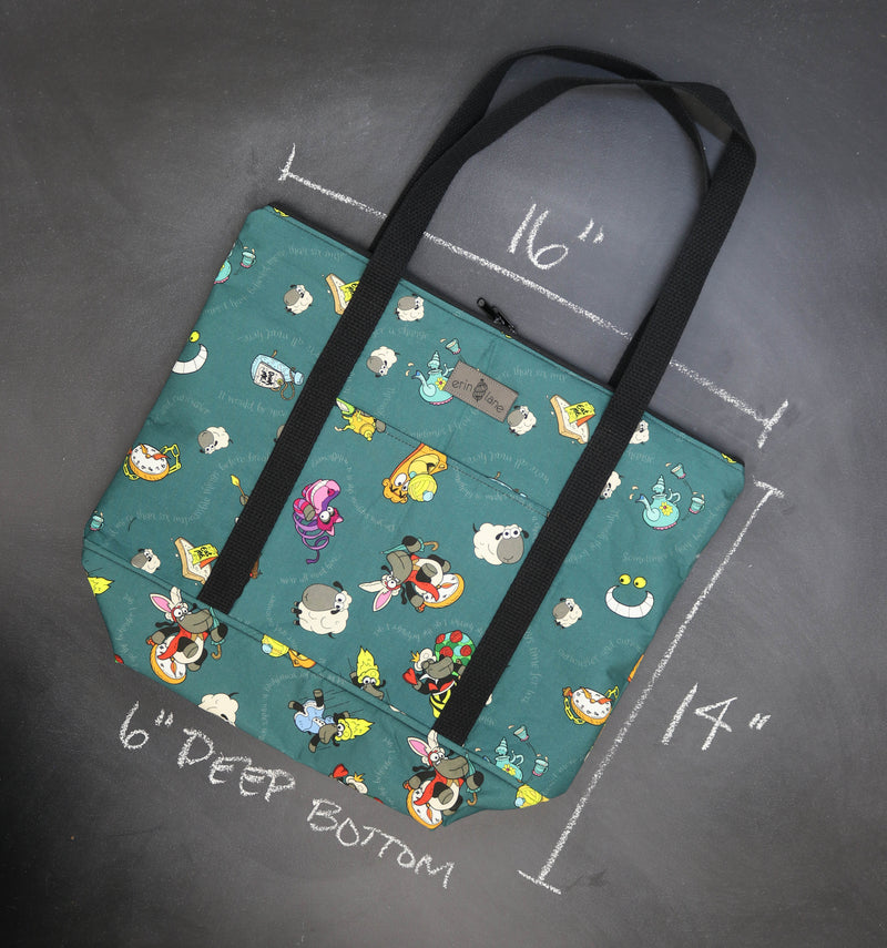 Reversible Hither Thither Tote Bag in Alice in Wonderland Sheeple