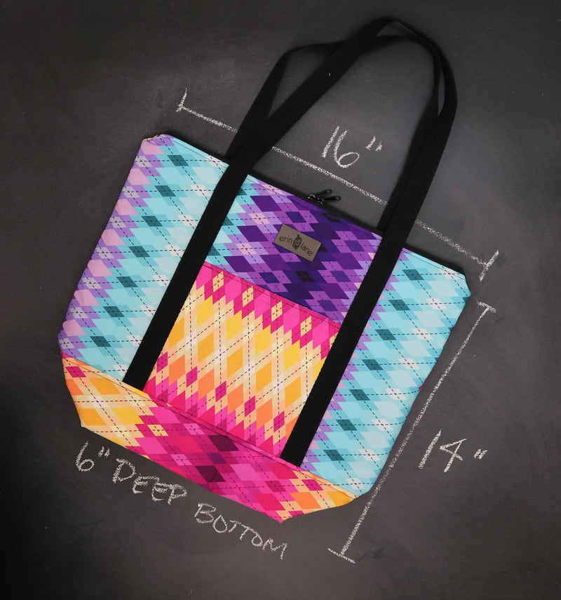 Reversible Hither Thither Tote Bag in Argyle Dusk