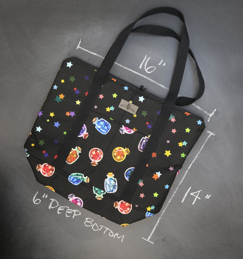 Reversible Hither Thither Tote Bag in Bottle the Stars