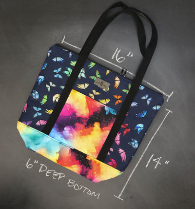 Reversible Hither Thither Tote Bag in Butterfly in the Sky