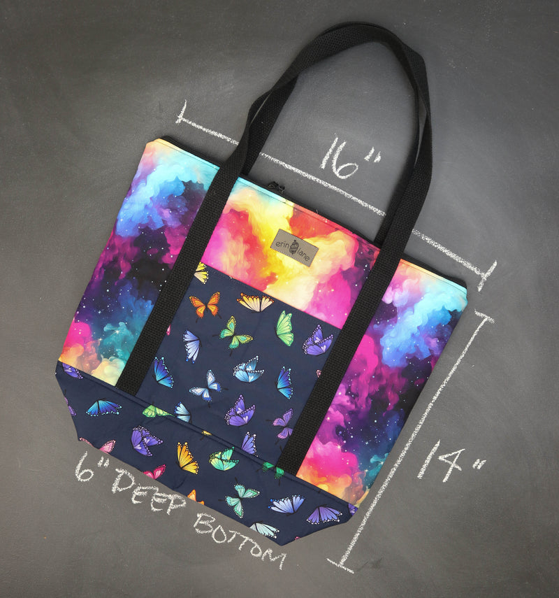 Reversible Hither Thither Tote Bag in Butterfly in the Sky