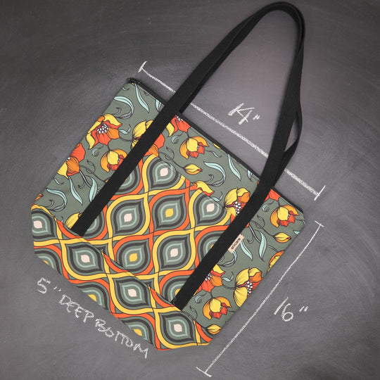 Reversible Hither Thither Tote Bag in Fire Flowers