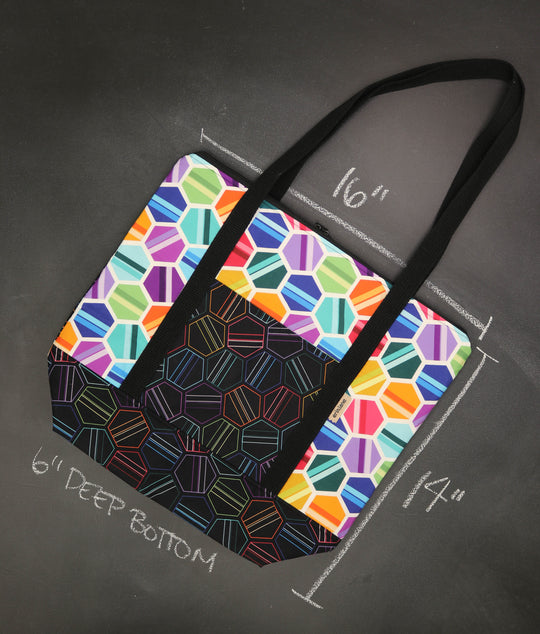 Reversible Hither Thither Tote Bag in Hexagonal Hues