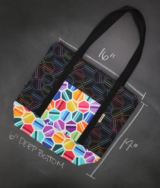 Reversible Hither Thither Tote Bag in Hexagonal Hues