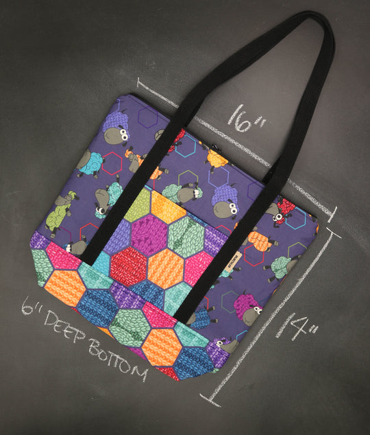 Reversible Hither Thither Tote Bag in Hexi Sheeple