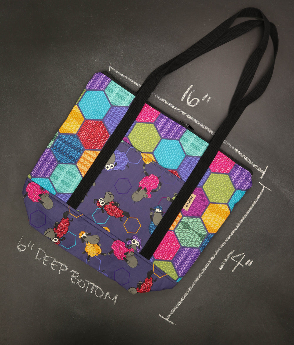 Reversible Hither Thither Tote Bag in Hexi Sheeple