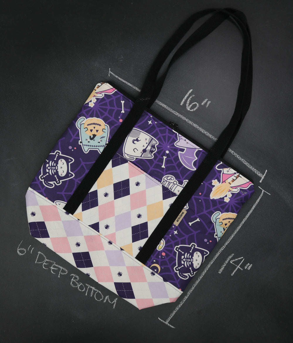 Reversible Hither Thither Tote Bag in Meowster