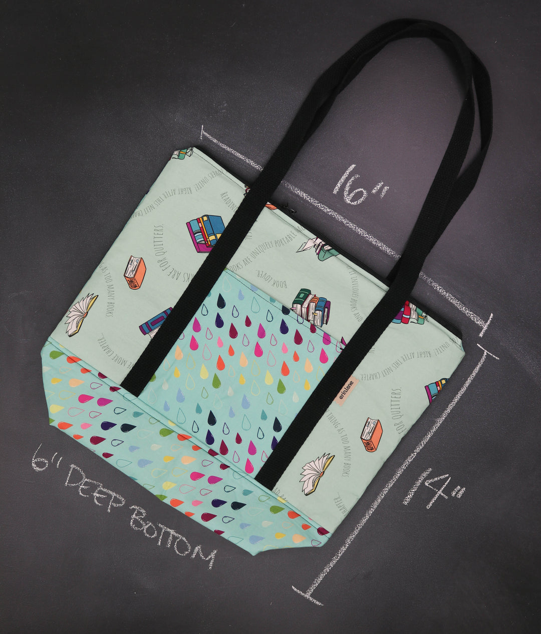 Reversible Hither Thither Tote Bag in It's Raining Books