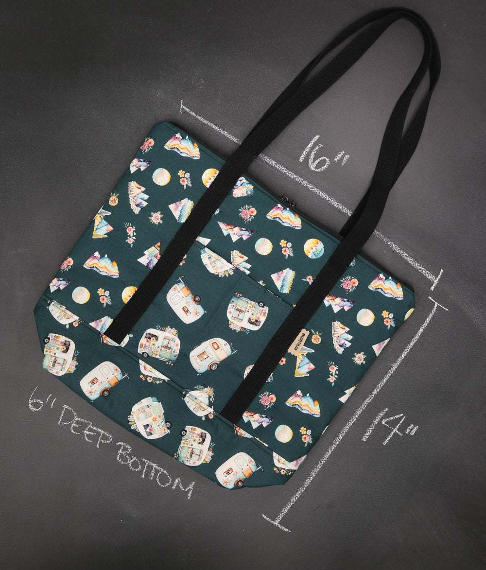 Reversible Hither Thither Tote Bag in Among the Wildflowers
