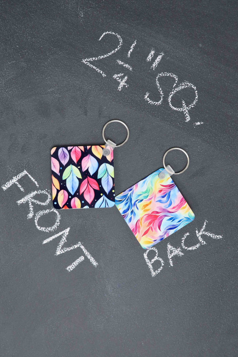 Double Sided Metal Keychain in Falling for Color