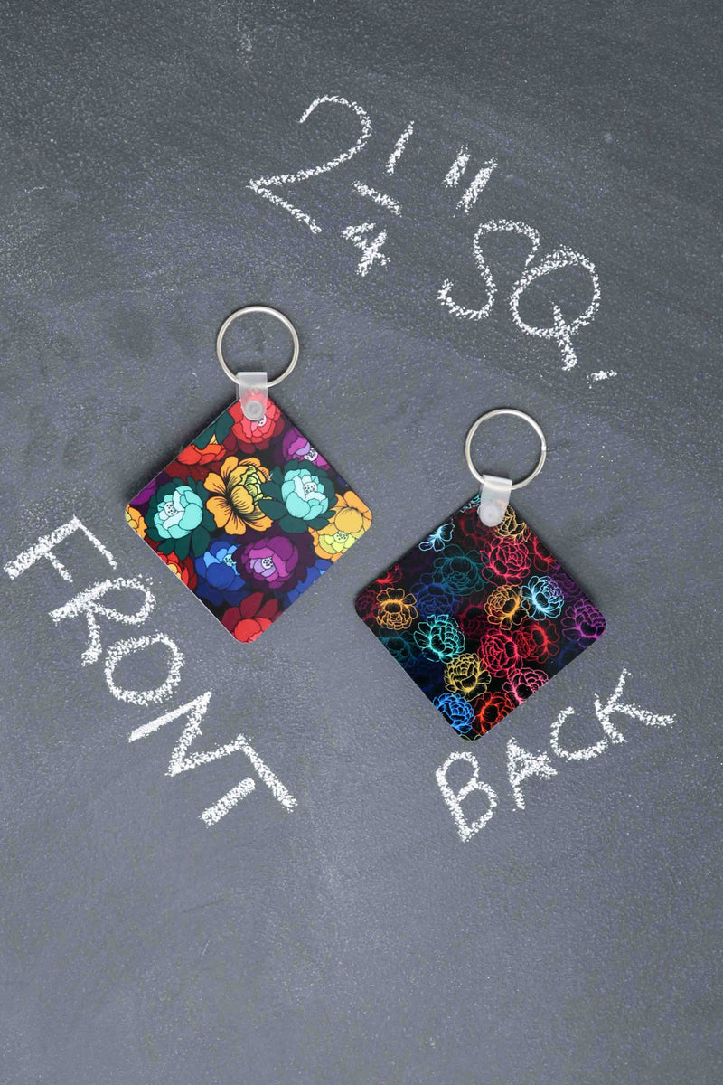 Double Sided Metal Keychain in Prismatic Petals