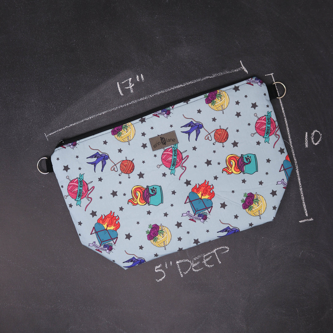 Large Zip Top Project Bag with Crossbody Strap in Flash Your Stash