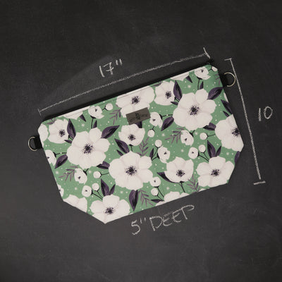 Large Zip Top Project Bag with Crossbody Strap in Fraser Floral