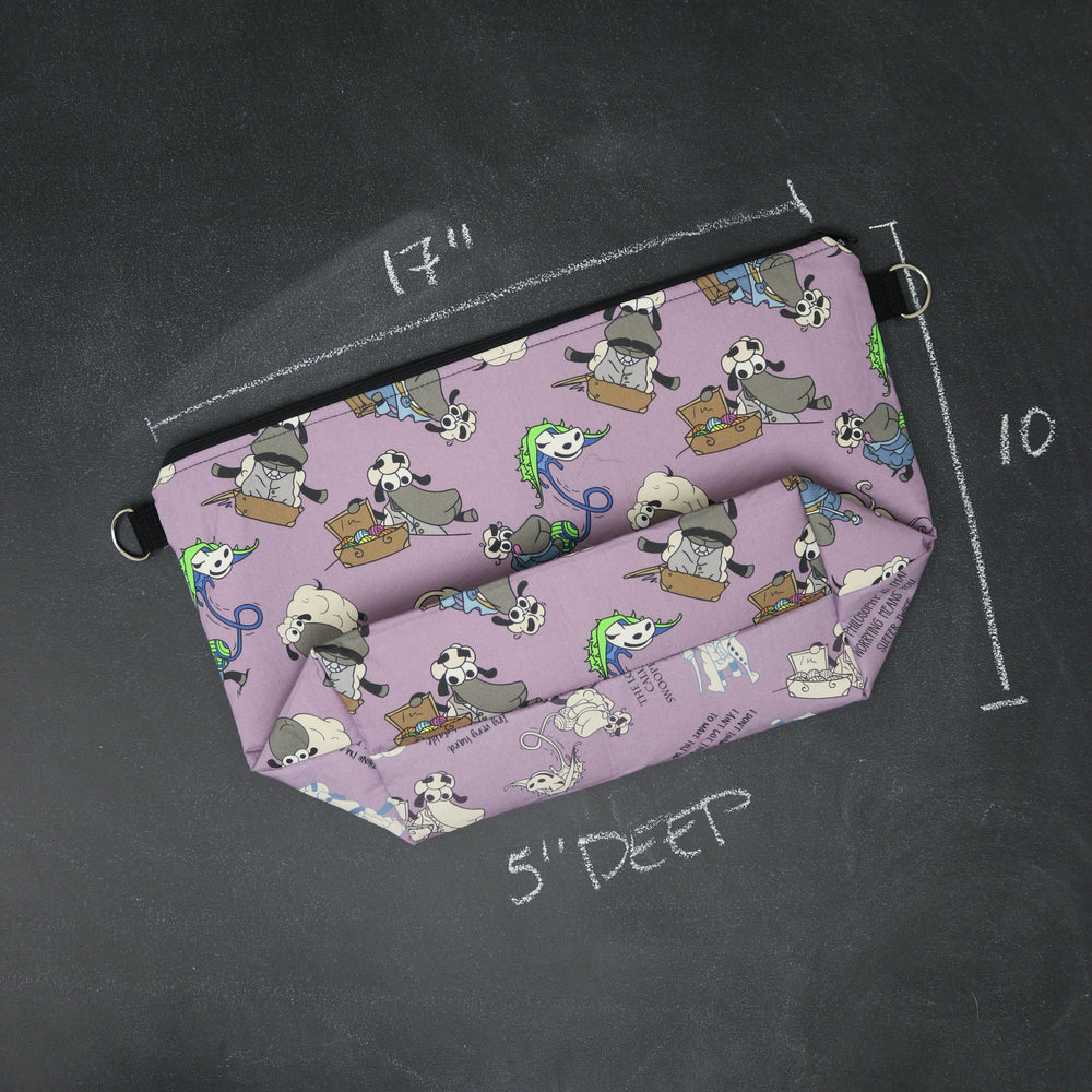 Large Zip Top Project Bag with Crossbody Strap in Fantastic Beasts Sheeple Quotes