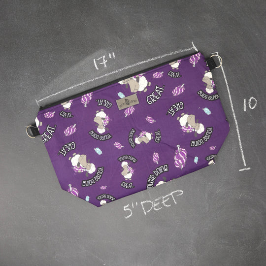 Large Zip Top Project Bag with Crossbody Strap in "You're Doing Great" Sheeple