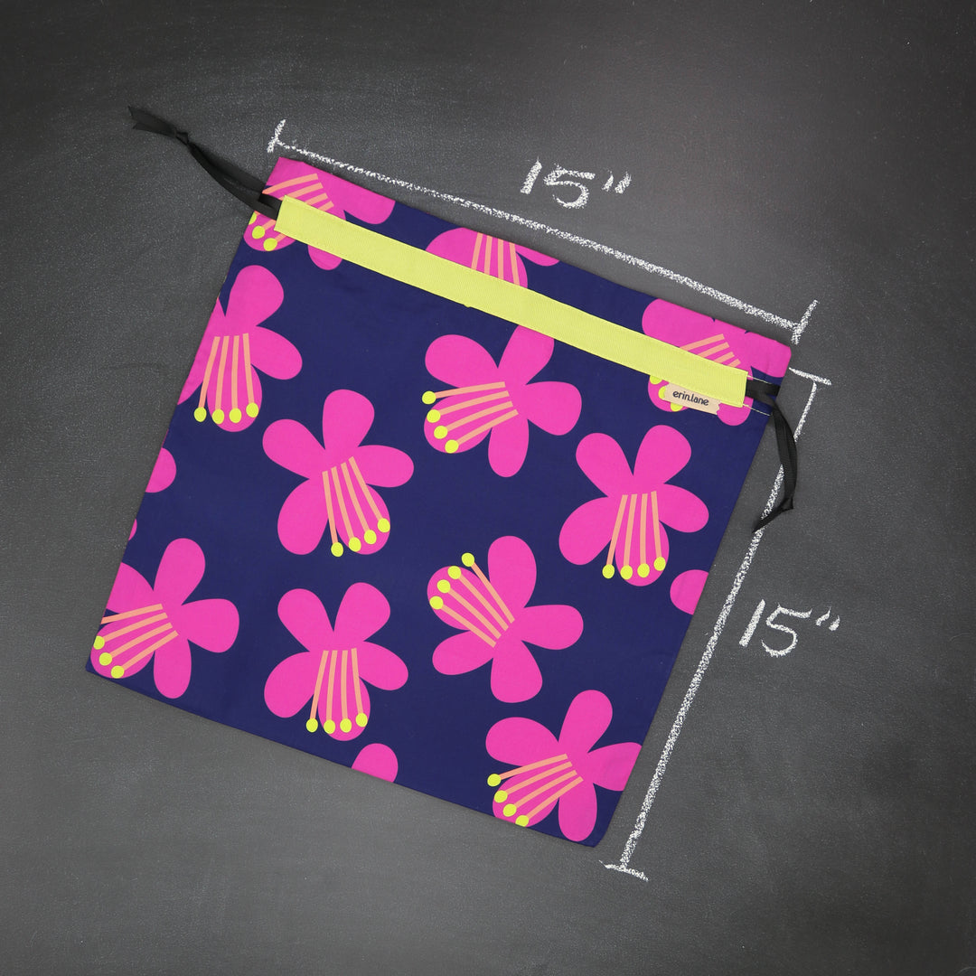 Large Drawstring Bag in Midnight Swim