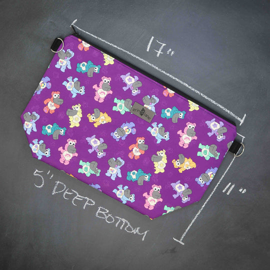 Large Zip Top Project Bag with Crossbody Strap in Care Bears Sheeple