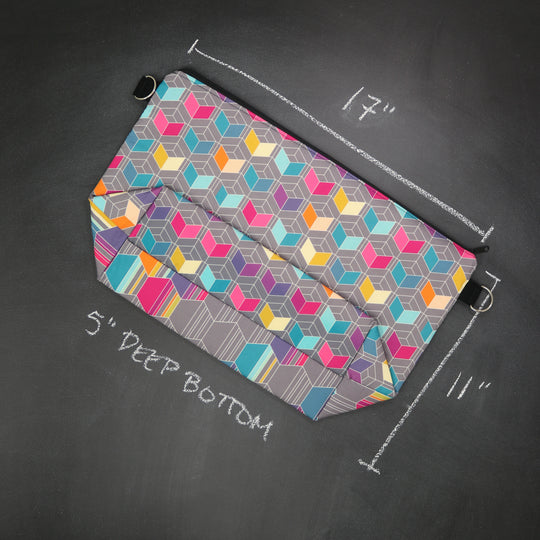 Large Zip Top Crossbody Tote Bag in Cobblestones in Color