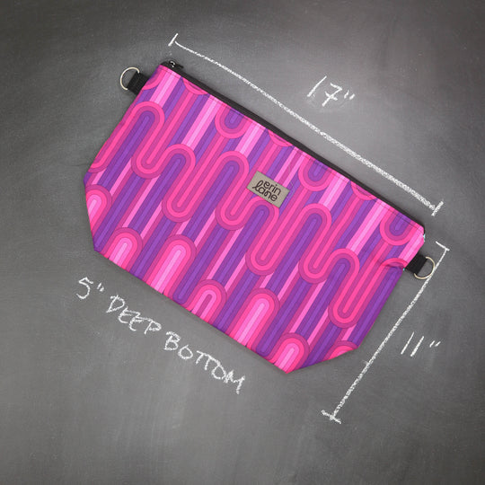 Large Zip Top Crossbody Tote Bag in Violet Interludes