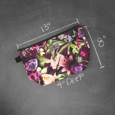 Medium Zip Top Project Bag in Purple Romance Floral