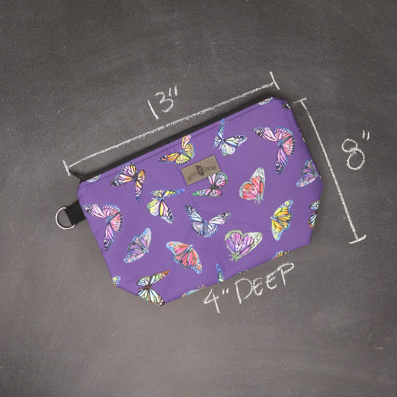 Medium Zip Top Project Bag in Kaleidoscope of Butterflies