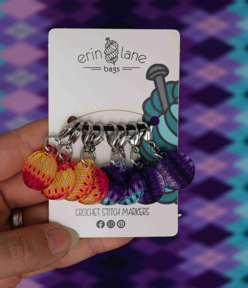 Crochet Stitch Marker Set in Argyle Dusk