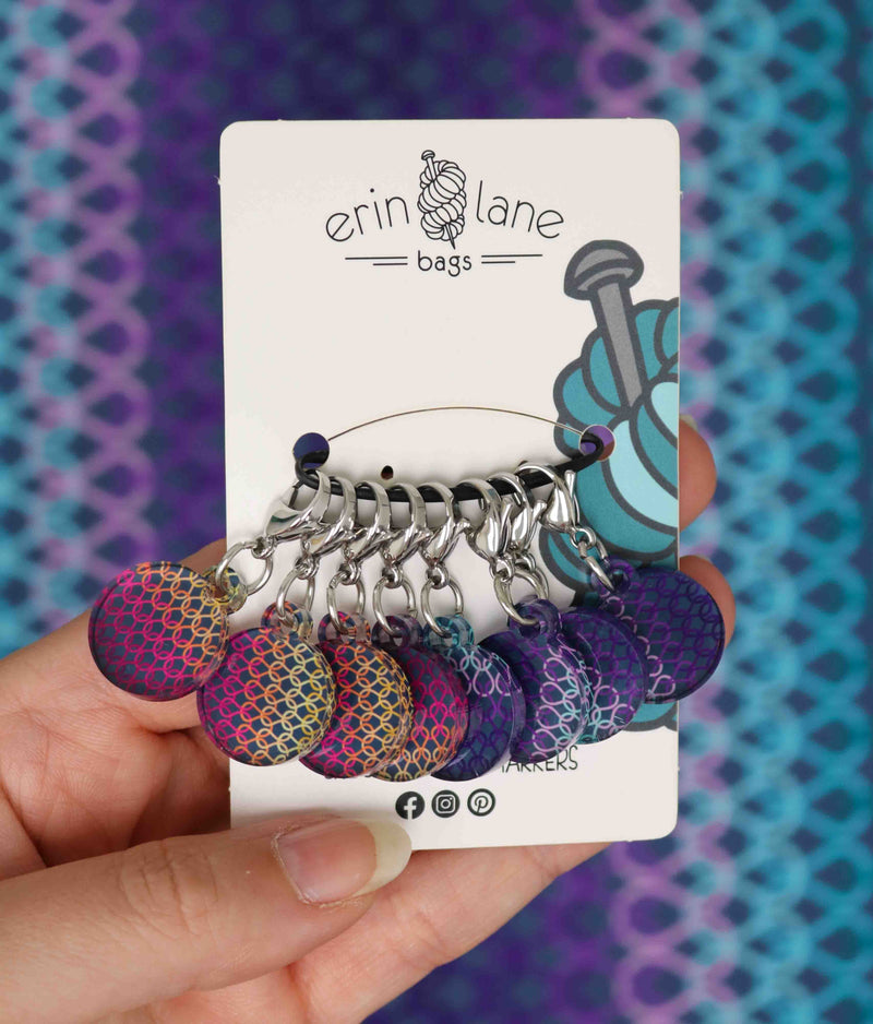 Crochet Stitch Marker Set in Garter Gradient Dusk