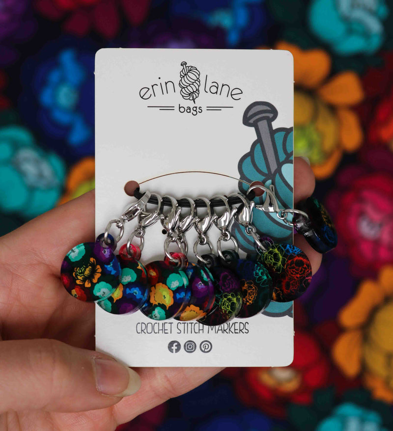 Crochet Stitch Marker Set in Prismatic Petals