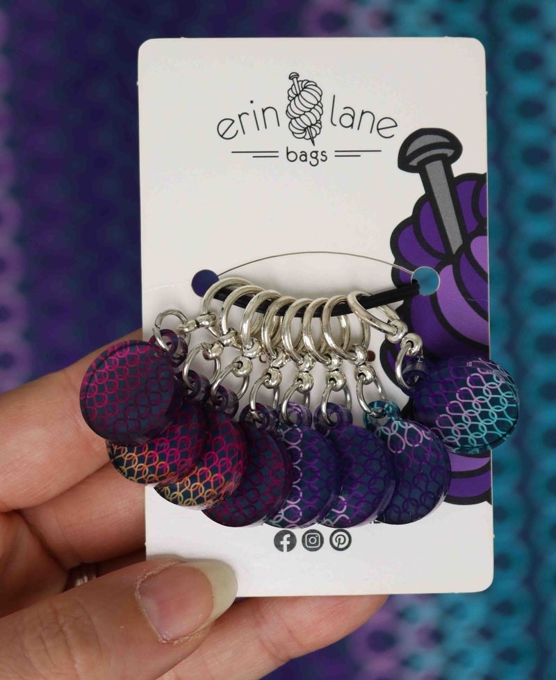 Knitting Stitch Marker Set in Garter Gradient Dusk