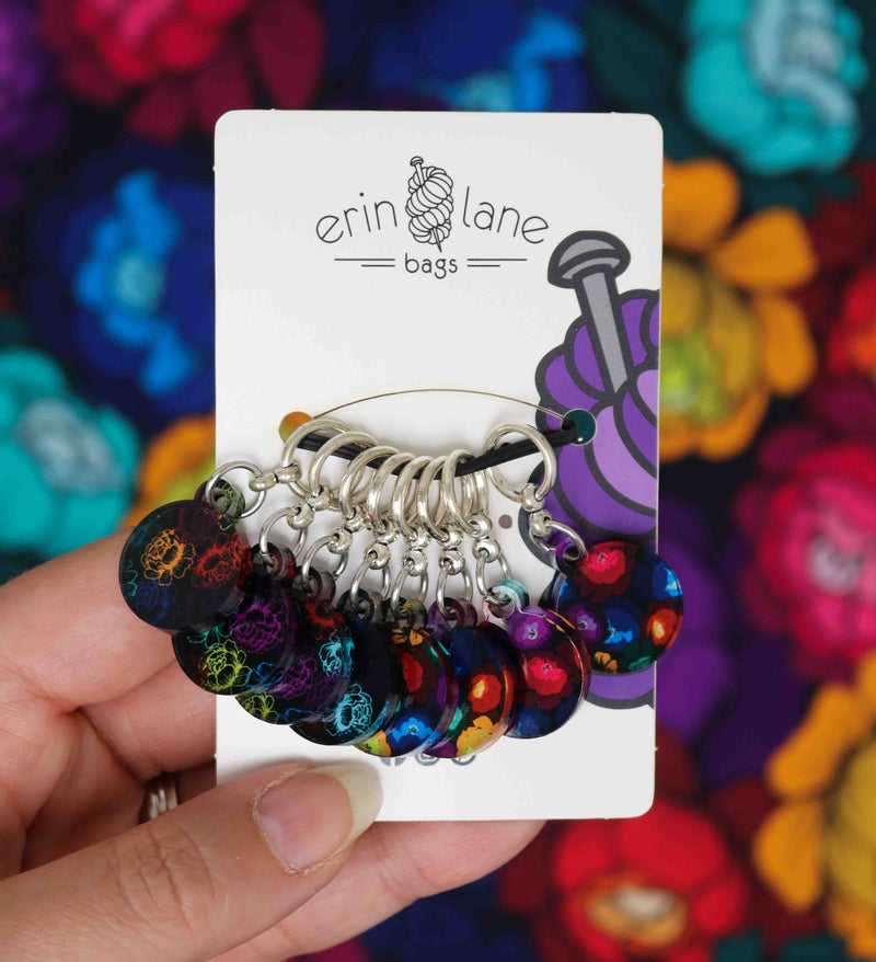 Knitting Stitch Marker Set in Prismatic Petals