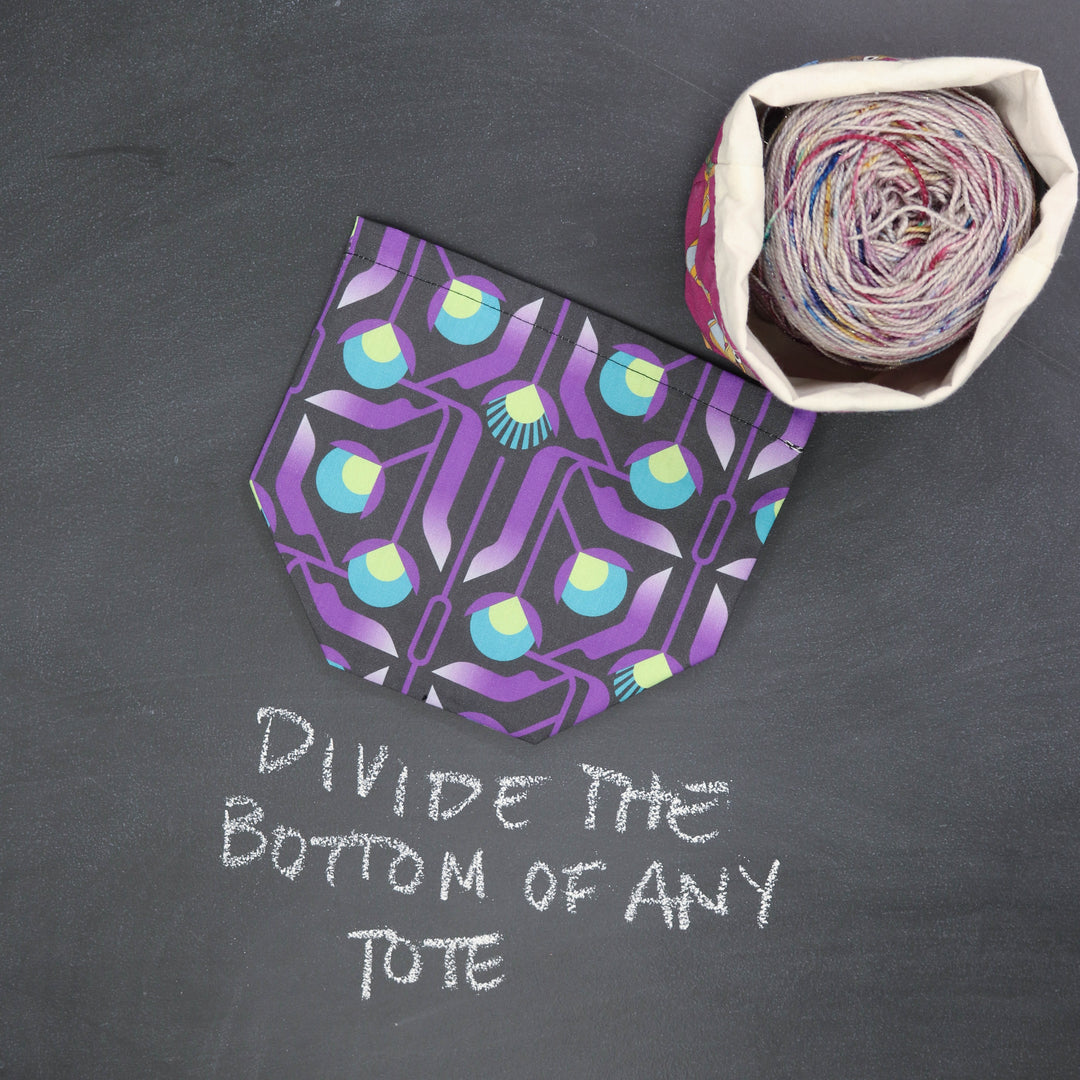 Project Pal Yarn Bowl and Tote Divider in Nighshade Deco