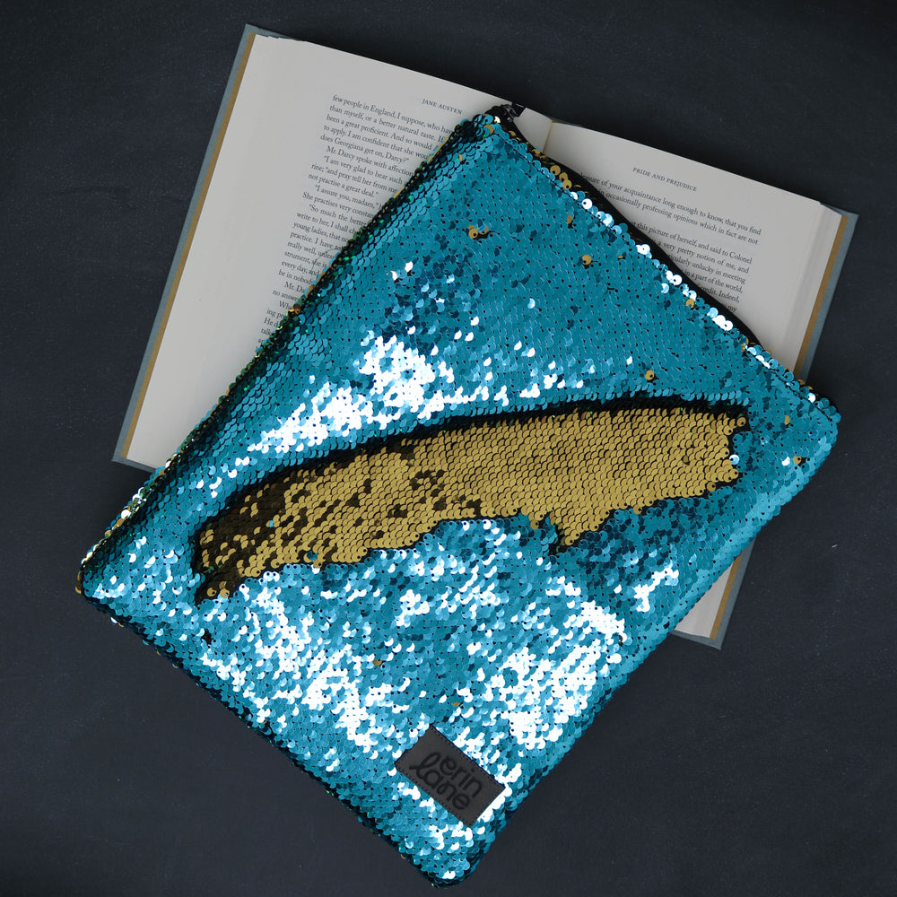 Limited Edition Book and Tablet Case Cover in Grumpy Sunshine Sequins